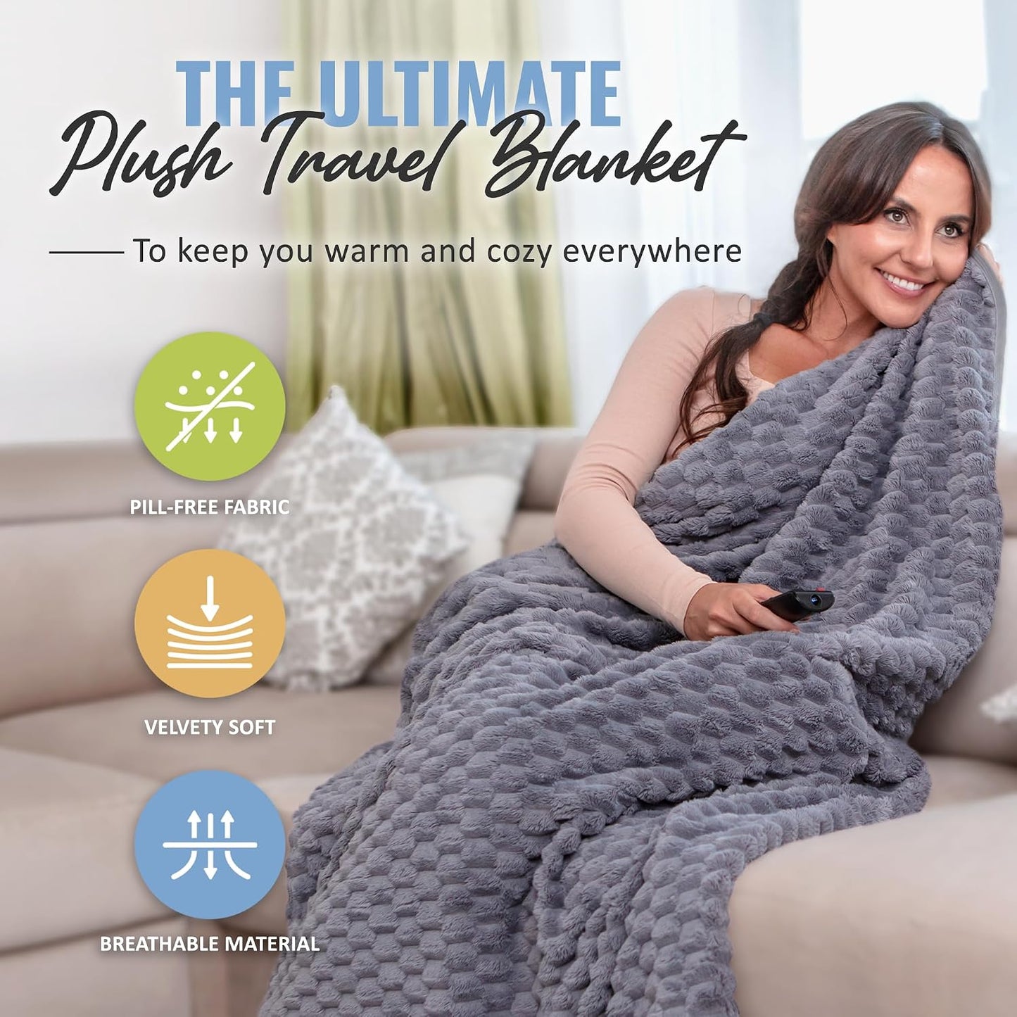 BOACAY Packable Travel Blanket for Airplane, Car - Compact Office Blanket - Portable Pillow for Adults, Kids with Case, Luggage Sleeve, Backpack Clip
