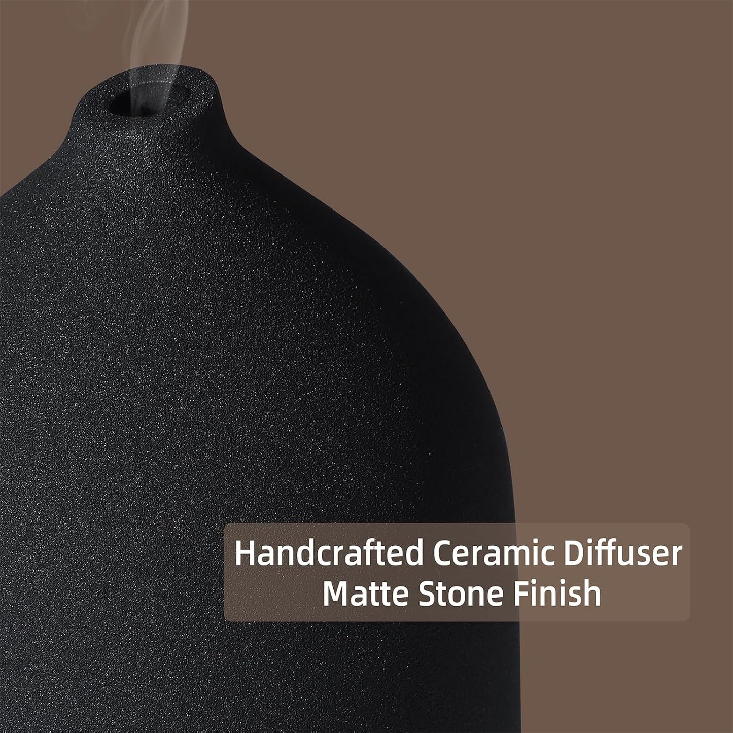 Gooamp 200ML Ceramic Essential Oil Diffuser for Home - Ultrasonic Aromatherapy Diffuser Humidifier with 7 Color LED Lights, Auto Shut-Off, 3 Timers for Bedroom, Office, Yoga, Black