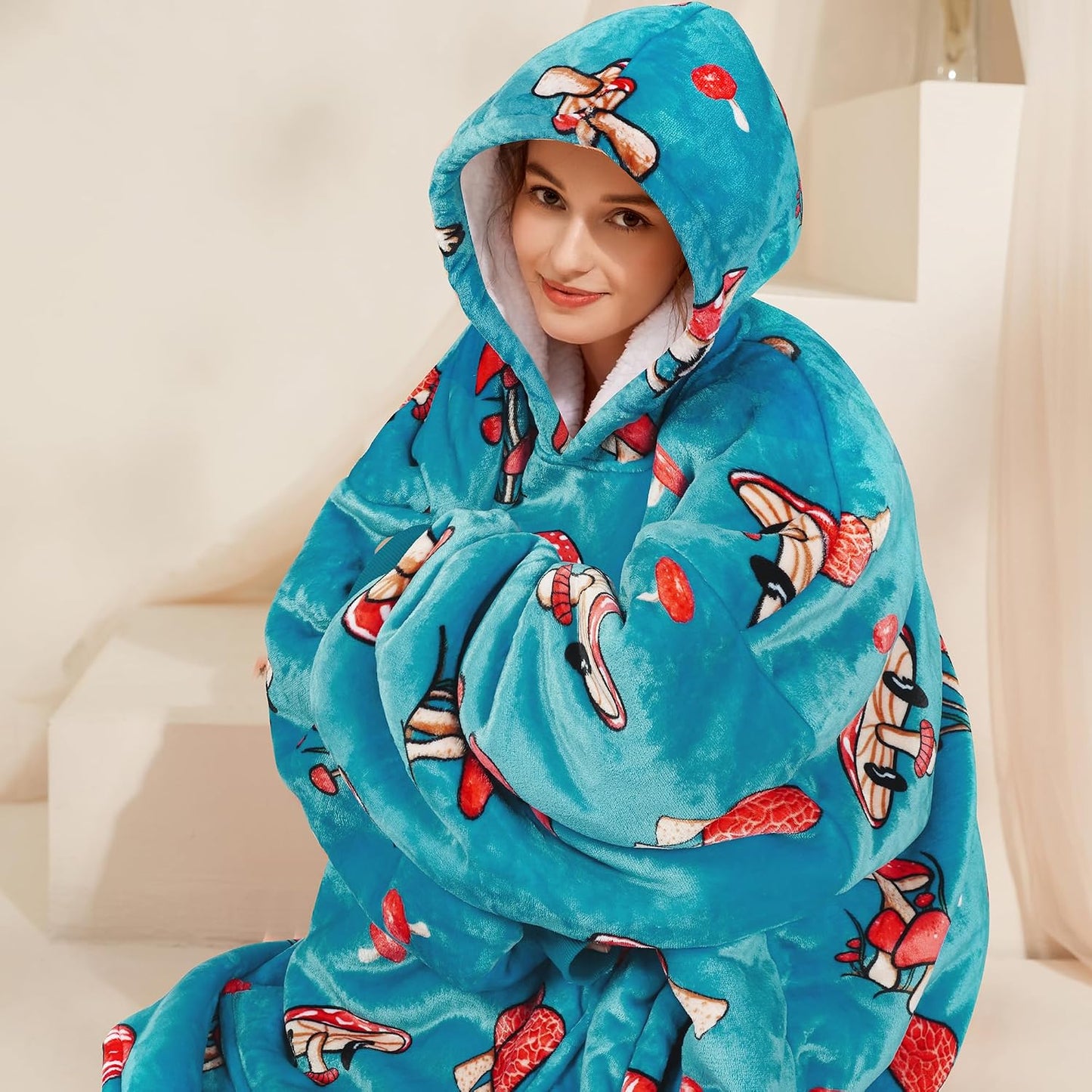 Narecte Cozy Oversized Blanket Hoodie Wearable Blanket Adults Soft Hooded Blanket Hoodie Birthday Gifts for Women Christmas - Colors B