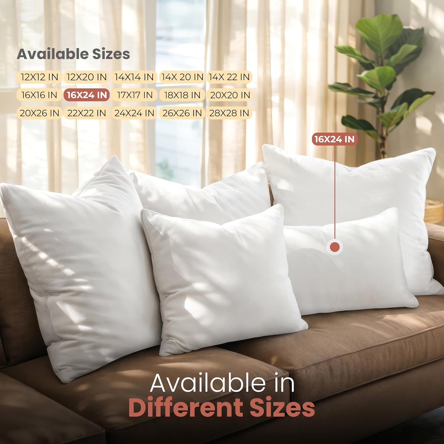 Utopia Bedding 12x20 Pillow Inserts, Set of 2, White – Indoor Decorative Throw Pillows for Bed, Sofa & Couch – Soft, Supportive & Fluffy Cushion Inserts