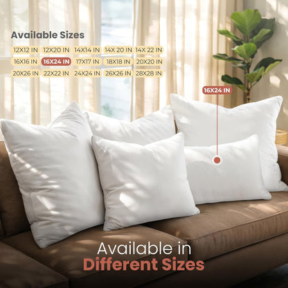 Utopia Bedding 12x20 Pillow Inserts, Set of 2, White – Indoor Decorative Throw Pillows for Bed, Sofa & Couch – Soft, Supportive & Fluffy Cushion Inserts