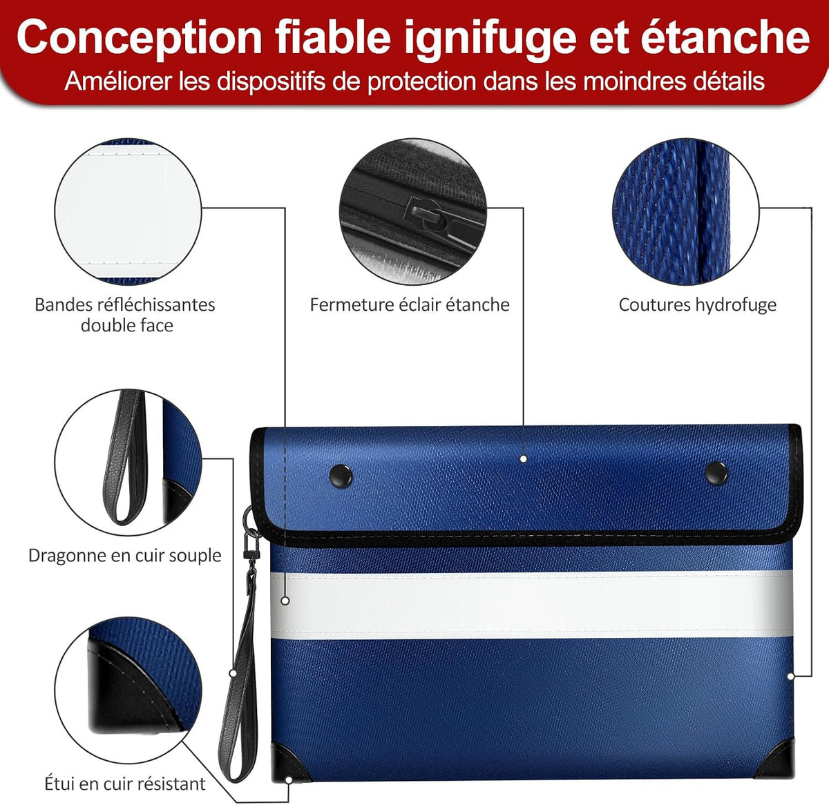 Vailoin 6200°F Fireproof Document Bag, 8 Layers of Heat Insulated Materials