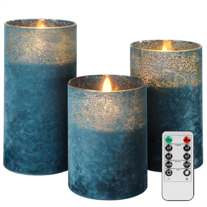 ANGELLOONG Flickering Flameless Candles, Realistic Battery Operated Candles with Remote and Timer, Set of 3 LED Candles for Fall Room Home Wedding Decor Centerpieces Table Party Christmas Decorations