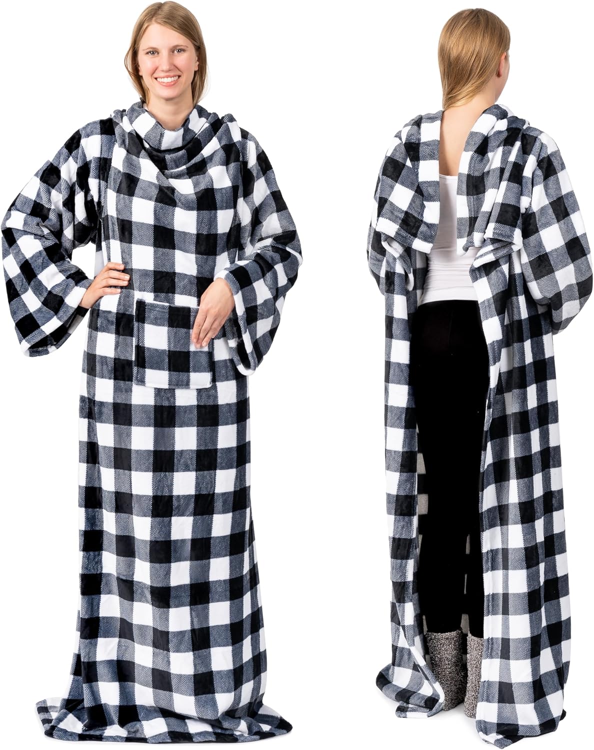 PAVILIA Wearable Blanket with Sleeves for Adult Women Men, Cozy Fleece Warm Wrap Throw with Arms, Gifts for Christmas, Wife