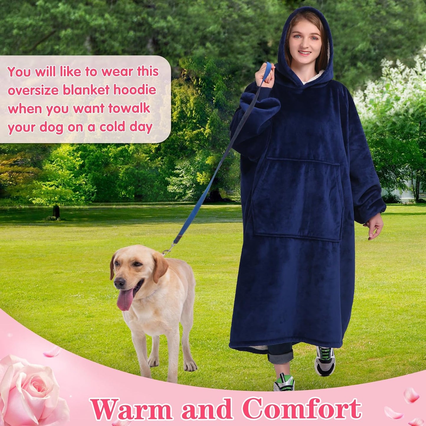 Waitu Wearable Blanket Sweatshirt Gifts for Women and Men, Warm and Cozy Giant Blanket Hoodie, Thick Flannel Blanket with Sleeves and Giant Pocket - Dark Gray