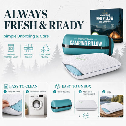 Cooling Gel Memory Foam Pillows - 1-Pack - Standard Size Memory Foam Pillow For Sleeping - Firm Pillow - Back, Stomach & Side Sleeper - Shoulder & Back Pain Relief - Washable, Bamboo Viscose Cover