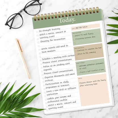 104 Pgs To Do List Notepad - Daily Planner Notepad Undated 52 Duplex-Printed Undated Sheets Tear Off, 6.5" x 9.8" Checklist Productivity Organizer with Hourly Schedule for Tasks