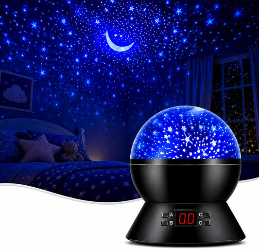 Kids Star Projector Night Light, Star Night Light Projector for Kids, Ceiling Stars Projection Lamp with Timer, 360° Rotating Night Light for Bedroom, Birthday Gift for 3 4 5 Year Old Girls Boys Black