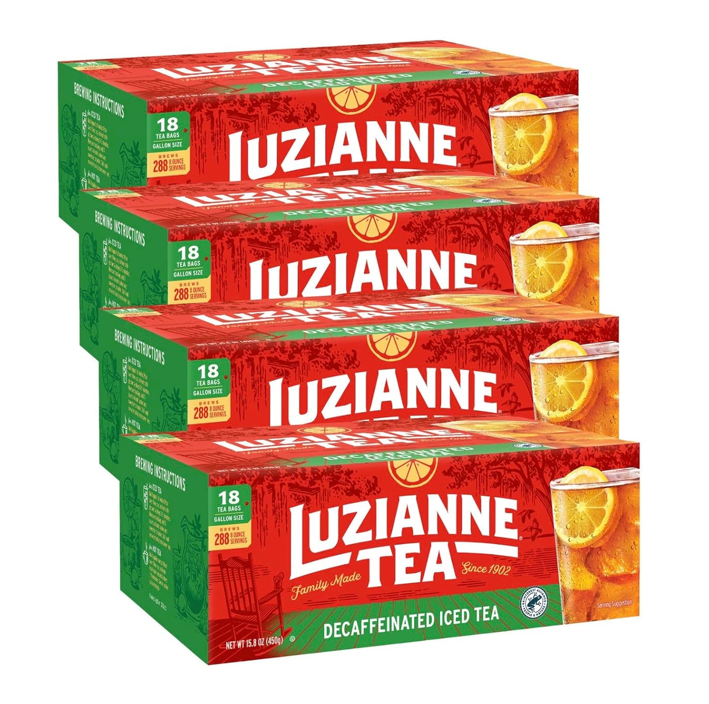 Luzianne Unsweetened Hibiscus Iced Tea Bags, Family Size, 22ct Box (Pack of 6)