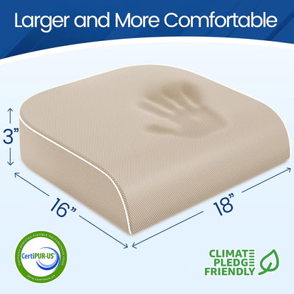 SweetSlubr Seat Cushion for Tailbone Pain Relief, Office Chair Cushion, Chair Pad, Memory Foam Large Cushion with Non-Slip Cover for Soft Support at Office Chair, Car Seat, Airplane, Black/Large