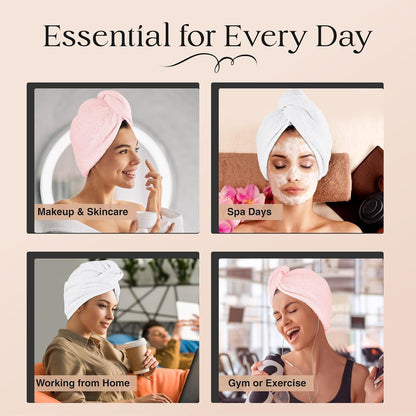 Lili&James 100% Cotton Hair Towel Wrap for Women & Kids – 420 GSM Quick Dry Hair Turban with Double Button Loop, Anti Frizz Non Microfiber Hair Drying Towel for Curly, Long & Thick Hair (Lilac)