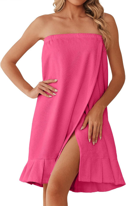 Ekouaer Towel Wrap for Women With Velcro Ruffle Wrap Robes