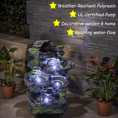 4-Tiered Outdoor Tabletop Water Fountain 17.9”
