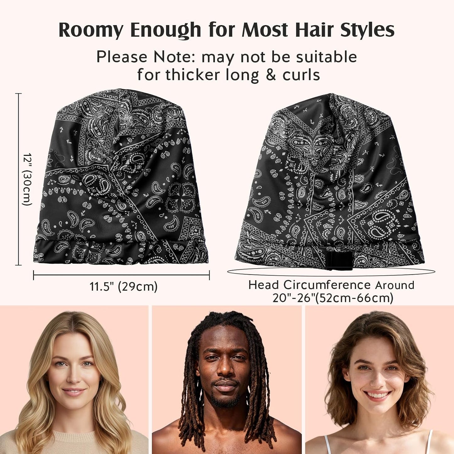YFONG Mulberry Silk Hair Bonnet for Sleeping Women Men, Real Silk Lining, Not Satin, Stay On All Night Sleep Bonnet with Adjustable Strap for Curly Short Long Fine Hair, Black