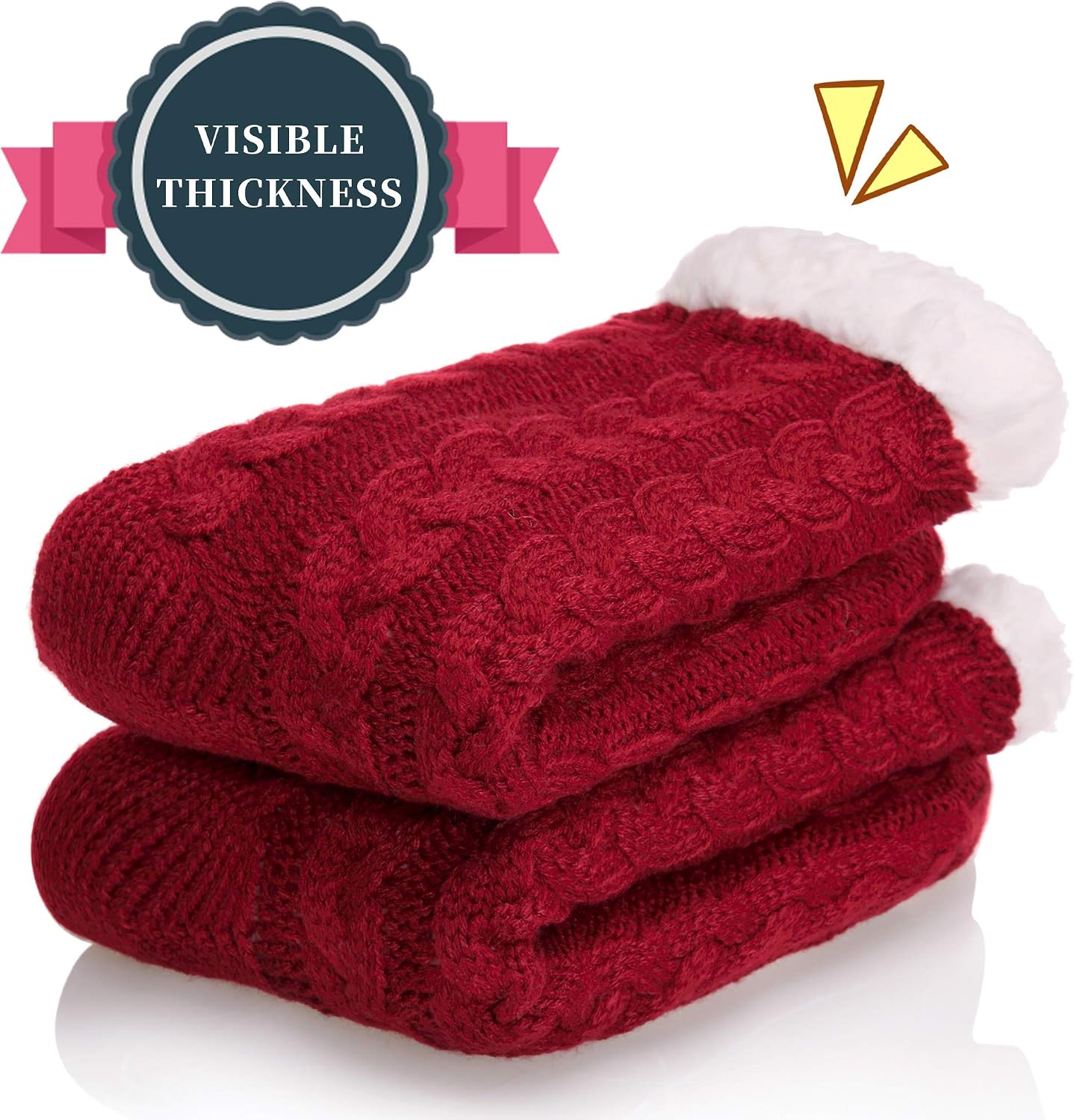 SDBING Women's Winter Super Soft Warm Cozy Fleece Lined Fuzzy Slipper Socks with Grippers