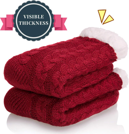 SDBING Women's Winter Super Soft Warm Cozy Fleece Lined Fuzzy Slipper Socks with Grippers