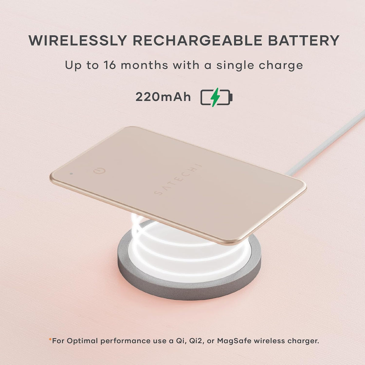 Satechi FindAll Wallet Card, Find My Compatible, Wireless Charging, Black