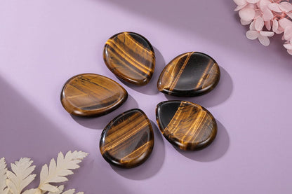 Jovivi Thumb Worry Stone - Palm Stones Pocket Natural Chakra Reiki Healing Crystals Therapy Geometry - Lapis Lazuli