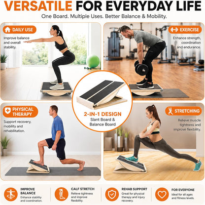 MUCITAGF Professional Slant Board, Adjustable Incline Board and Calf Stretcher, Slant Board for Calf Stretching, Calf Stretch Board