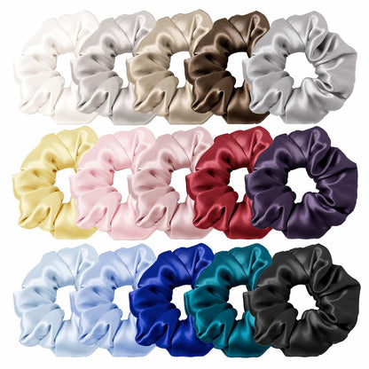 LILYSILK Silk Hair Scrunchies / Ties for Frizz & Breakage Prevention, 100% Mulberry, No Damage, Elastic ponytail Holders, 1Pc, Coffee - Colors A