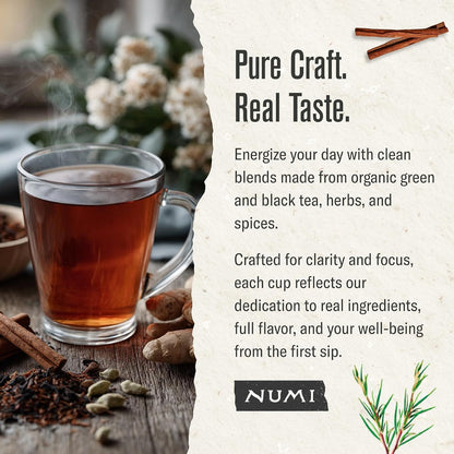 Numi Organic Rooibos Chai Tea, 18 Herbal Tea Bags, Caffeine Free