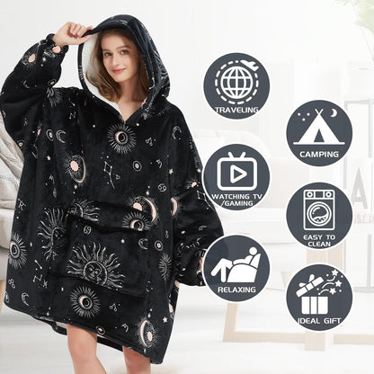 Mewkou Wearable Blanket Hoodie for Adult,Oversized Sherpa Fleece Blanket Hoodie for Women Men,Grey