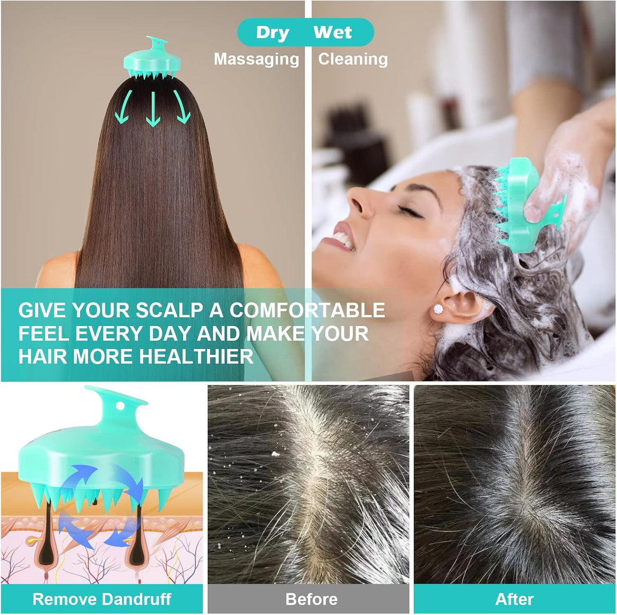 URTHEONE Soft Silicone Hair Scalp Massager Shampoo Brush for Wet Dry Oily Curly Straight Thick Thin Rough Long Short Natural Men Women Kids Pets Hair Care Tools（Pink
