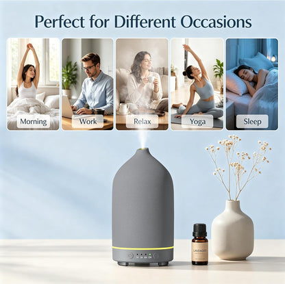 Gooamp 200ML Ceramic Essential Oil Diffuser for Home - Ultrasonic Aromatherapy Diffuser Humidifier with 7 Color LED Lights, Auto Shut-Off, 3 Timers for Bedroom, Office, Yoga, Black