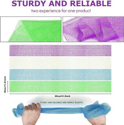 UJFQBH 3 Pieces African Bath Sponge African Net Long Net Bath Sponge Exfoliating Shower Body Scrubber Back Scrubber Skin Smoother,Great for Daily Use (Pink,Yellow,Purple)
