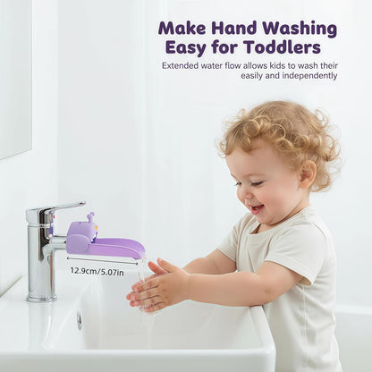 2 Pack Faucet Extender for Toddlers, Silicone Faucet Extender, Easy Install Faucet Sink Spout Extender for Kids, Hand Washing Fits Standard and Gooseneck (Purple & Yellow)
