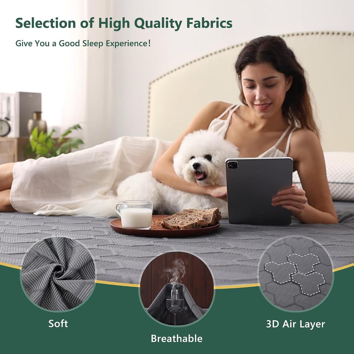 Queen Mattress Protector Waterproof 3D Air Fabric Mattress Pad Cover