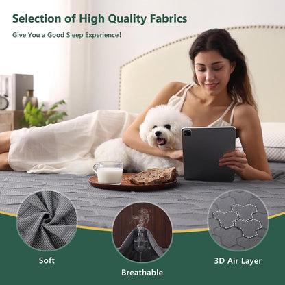 Queen Mattress Protector Waterproof 3D Air Fabric Mattress Pad Cover