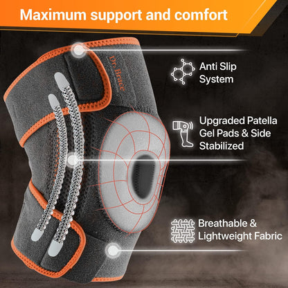 DR. BRACE ELITE Knee Brace with Side Stabilizers & Patella Gel Pads for Maximum Knee Pain Support and fast recovery for men and women-Please Check How To Size Video (Mercury, Medium)
