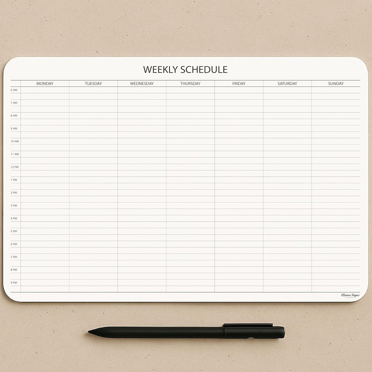 Schedule Pad, Tear Off Undated Weekly Planner Notepad, A4 Size (8,3" X 11,7"), Premium Thick Paper with Cardboard Back Support, Weekly Desk Planner by CLEVER SIGNS