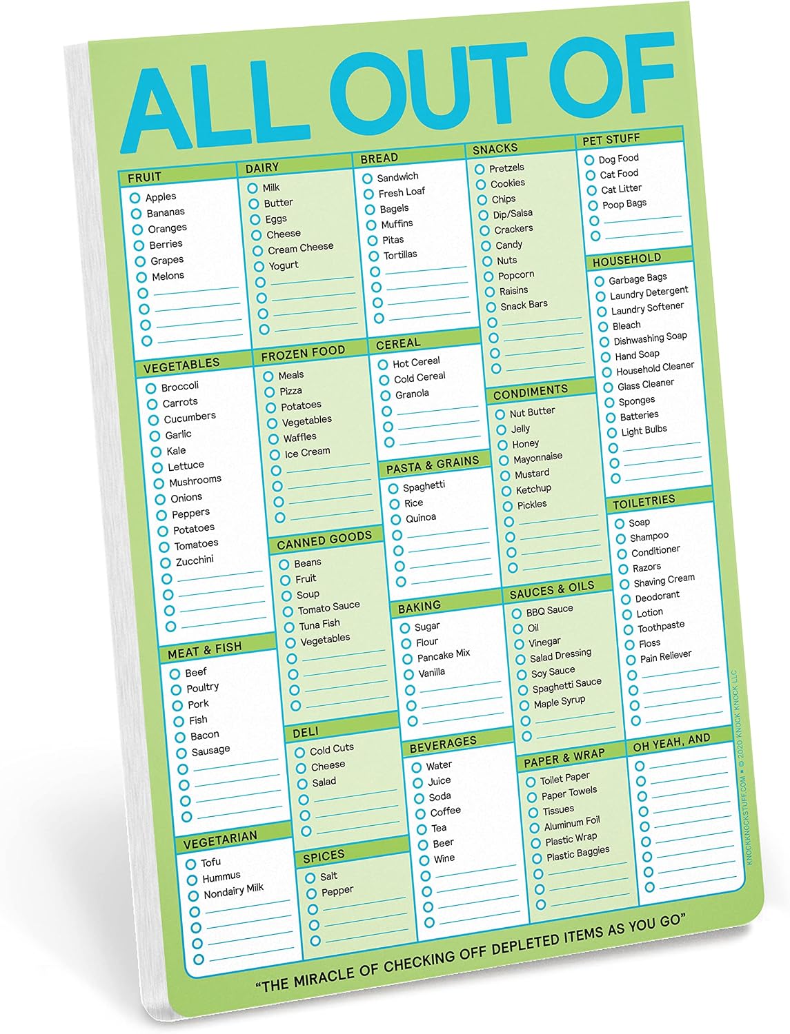 Knock Knock All Out Of Grocery List Note Pad, 6 x 9-inches (Blue)