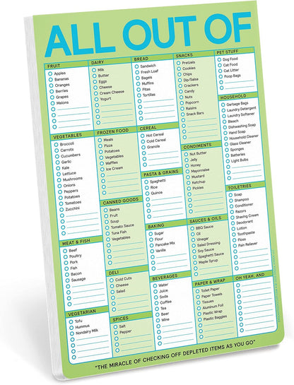 Knock Knock All Out Of Grocery List Note Pad, 6 x 9-inches (Blue)