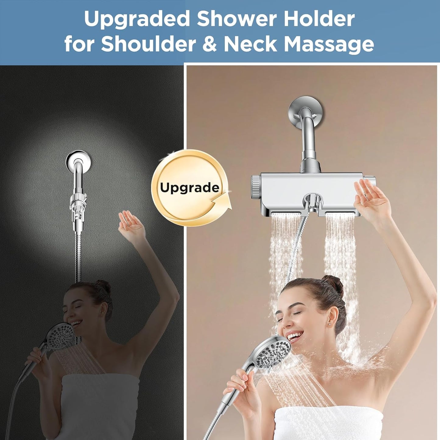 MakeFit Filtered Shower Head with Handheld Combo Matte Black - Dual 2-in-1 Spa System with Massage Shower and 10 Modes Hand Held Shower, High Pressure with Built in Power Wash Mode