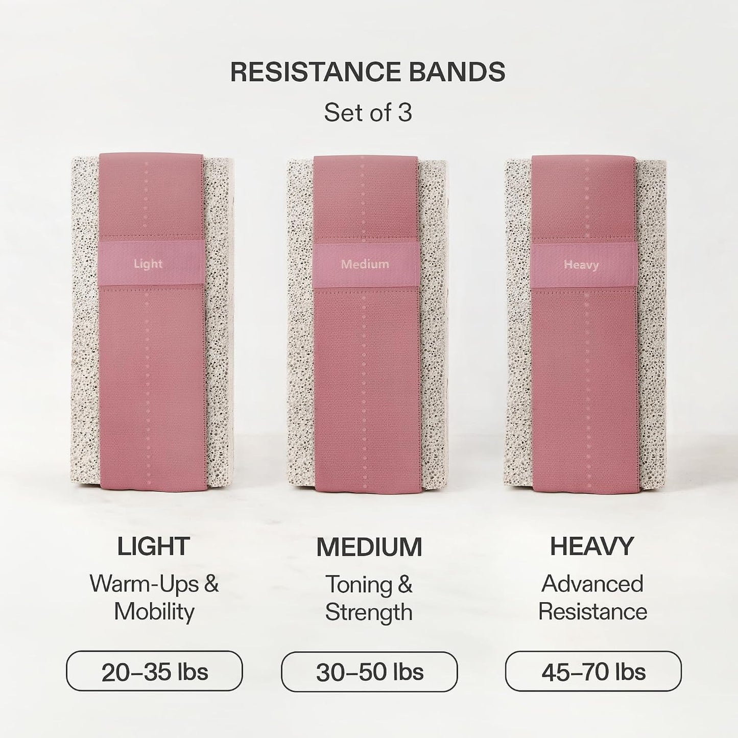 Premium Loop Resistance Bands Set - Non Slip Fabric Booty Bands for Glutes & Legs (Light, Medium, Heavy) | Hip Bands for Pilates, Strength Training & Home Workouts