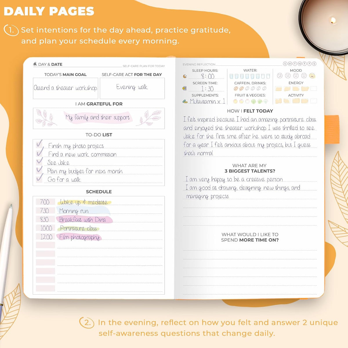 Clever Fox Self-Care Journal for Women, Daily Planner 5.8x8.3 Aquamarine