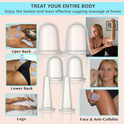 Wellness Bundle: Acupressure Mat & Pillow Set with Hot/Cold Gel Pack + Silicone Cupping Therapy Set for Face and Body - Natural Pain Relief & Relaxation Kit