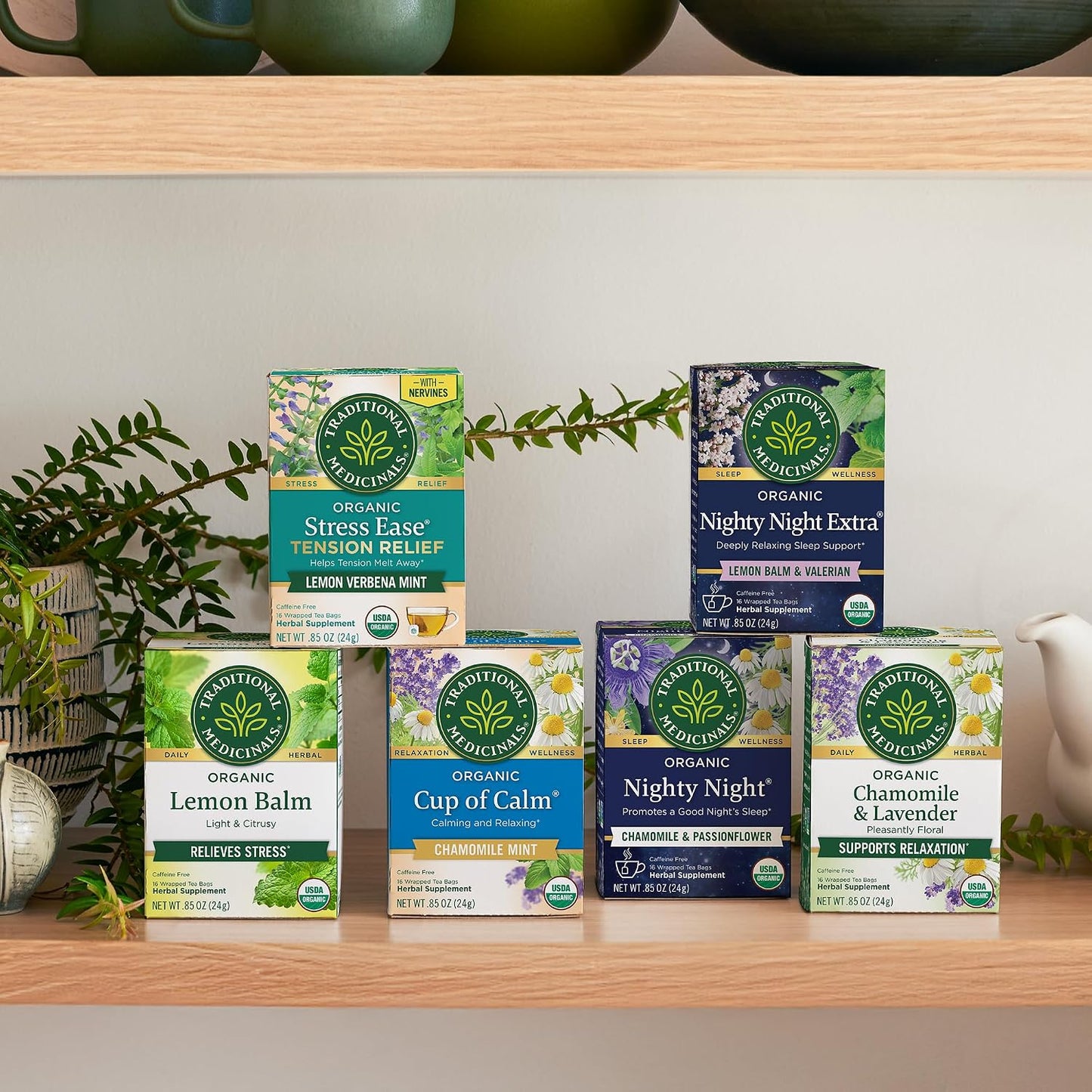 Traditional Medicinals Organic, Nighty Night Extra, Valerian Root & Lemon Balm - Herbal Sleep Aid Tea - Kosher, Non-GMO, Caffeine-Free, Compostable - 96 Tea Bags (6 Packs of 16)