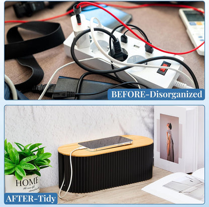 2 Pcs Cable Management Box, Fits Most Power Sockets, 11.8x5.1x4.3 in
