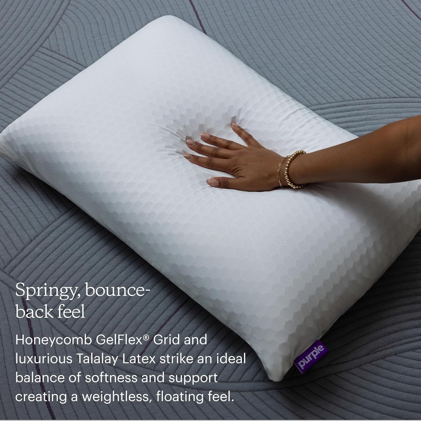 Purple Harmony Pillow - Medium Loft, Standard Size - Cooling Gel Neck and Side Sleeper Pillow, Weightless Medium Feel, GelFlex Grid and Talalay Latex Foam for Pressure-Relieving Support