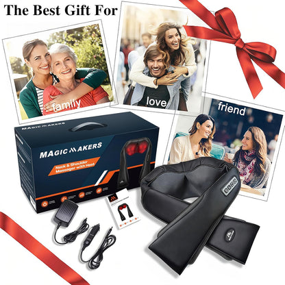 MagicMakers Fathers Day Dad Gifts, Shiatsu Neck Massager with Heat for Pain Relief Deep Tissue – Christmas Gift for Women, Men, Mom, Dad, Her, Him– Amazing Back & Shoulder Relief from Daughter or Son
