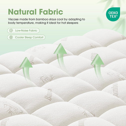 Mattress Pad Queen Size, Cooling Pillow Top Mattress Topper, Ultra Soft Viscose Made from Bamboo, Breathable for Hot Sleepers, Deep Pocket 8"-20", Green