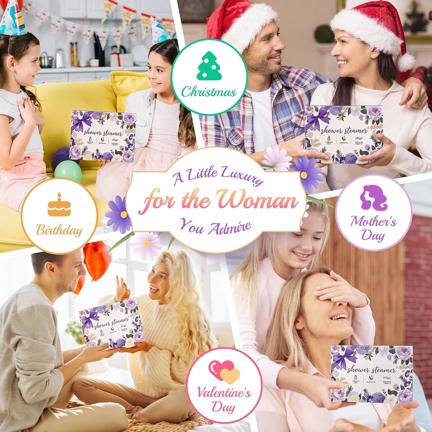 48pcs Aromatherapy Shower Steamers - Relaxation Birthday Christmas Set for Women and Men, Shower Bombs Tablets for Stress Relief and Self Care, Luxury Home Spa