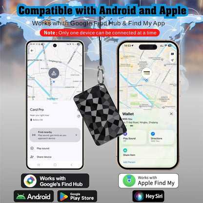 Reyke Dual-System Wallet Tracker Card for Android Or iOS, Rechargeable