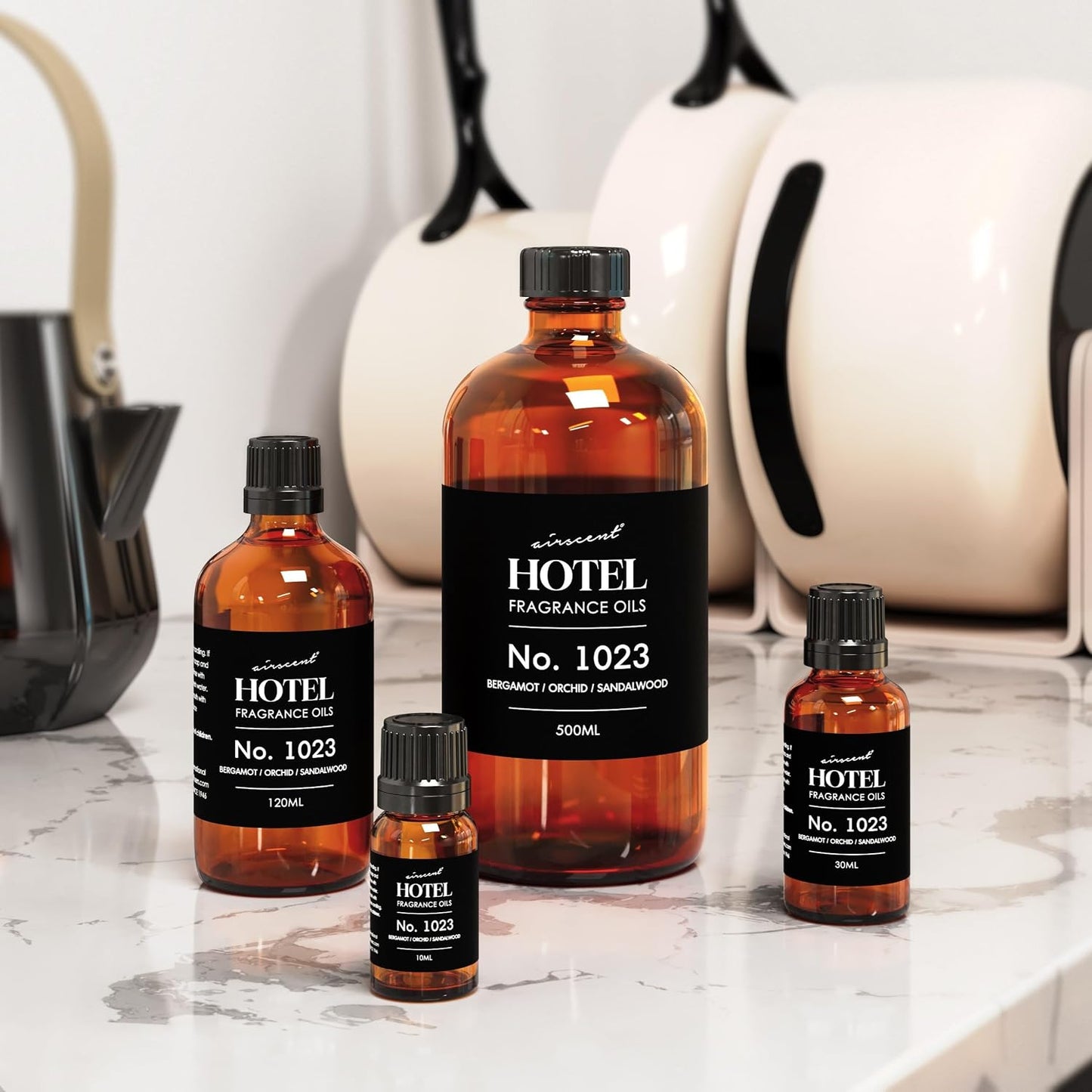 AirScent Hotel Diffuser Oil No. 1023 - Baccarat Hotel Inspired - 120 mL | Bergamot Orchid Sandalwood - Premium Fragrance Oil for Ultrasonic and Waterless Diffusers and Crafting - 4 fl oz Bottle