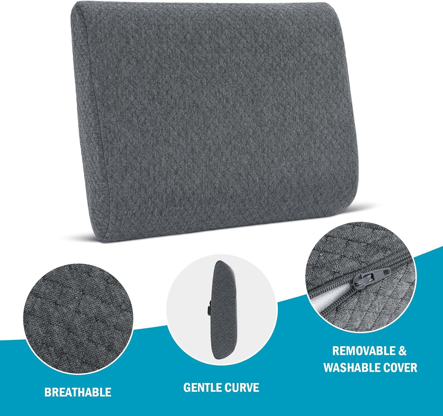 HOMBYS Lumbar Support Pillow for Recliner Chair, Memory Foam Back Support Cushion for Elderly,Extra Large Lumbar Support Pillow,Thick Backrest for Home Reading (Grey, 20“x13.5"x5")
