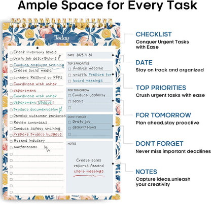 Taja To Do List Notepad - To Do List Notebook for Work with 52 Sheets, 9.8" x 6.5", Undated Daily Planner Perfect for Daily Tasks and Goal Setting, Notepad Suitable for Office, Home & School - Violet Dream